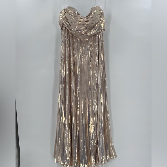 Amazon Dresses & Skirts - Amazon dress pleated size 8 shimmering metallic lamé fabric